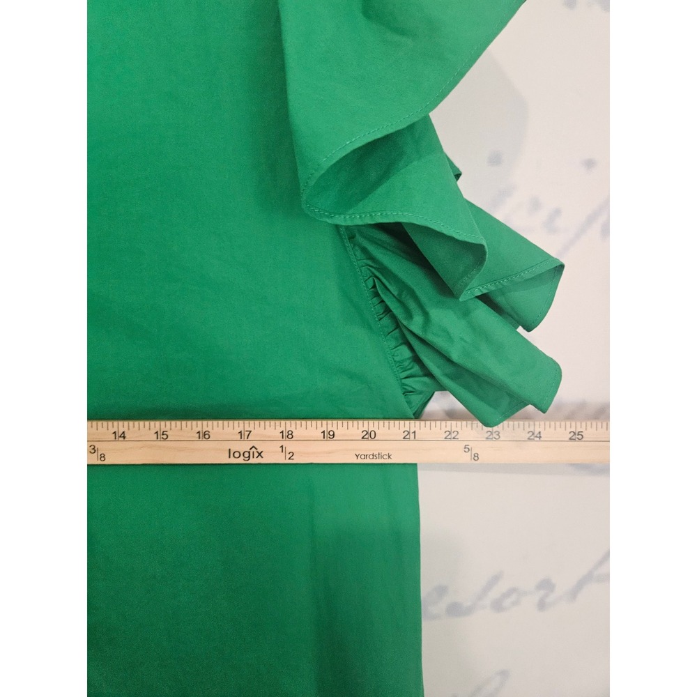 SSYS The Label Green Ruffle Butterfly Sleeve Cotton Poplin Mini Dress Tunic M - Picture 5 of 7